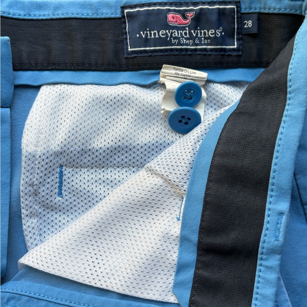 TWO PAIR Vineyard Vines Bright Blue and Light Blue Flat Front Shorts - Picture 4 of 9